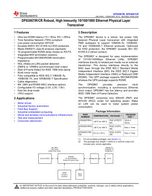 DP83867IR datasheet cover page