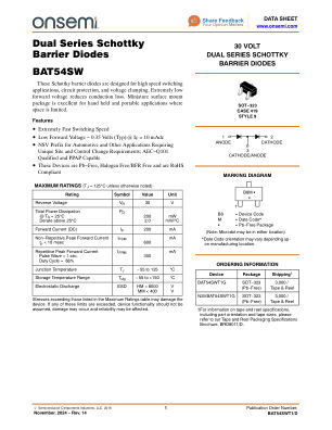 BAT54SWT1 数据手册首页