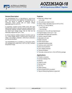 AOZ2263AQI-18 datasheet cover page