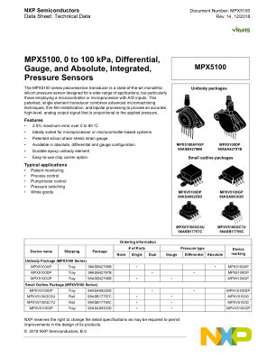 MPX5100 数据手册首页