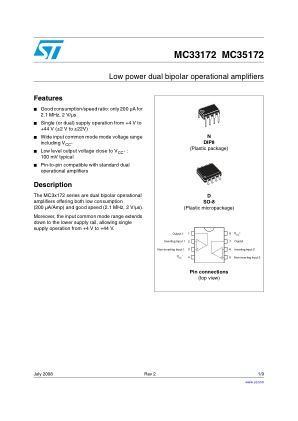 MC33172 datasheet cover page