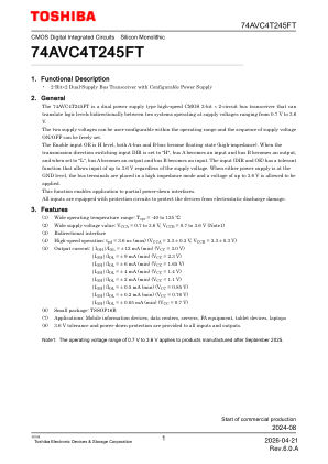 74AVC4T245FT datasheet cover page