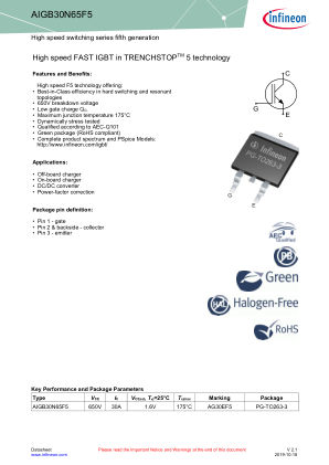 AIGB30N65F5 datasheet cover page