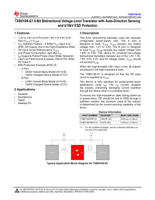 TXB0108-Q1 数据手册首页