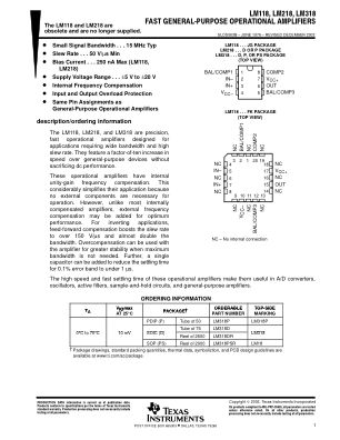 LM318 数据手册首页