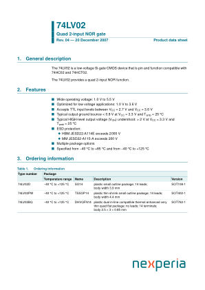 74LV02PW datasheet cover page