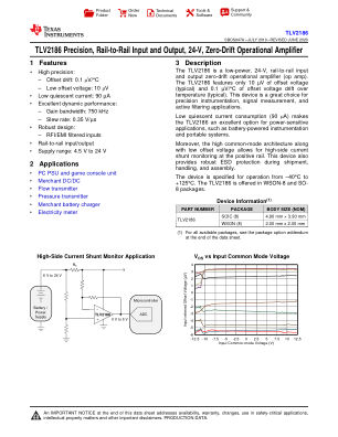 TLV2186 datasheet cover page