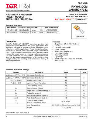 IRHY9130CM datasheet cover page