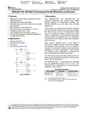SN75LBC175A datasheet cover page