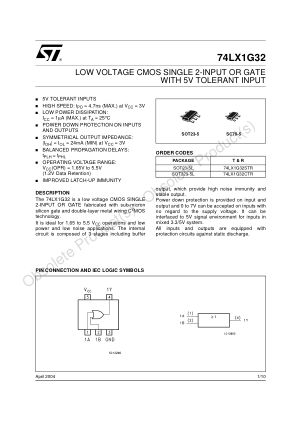 74LX1G32 datasheet cover page