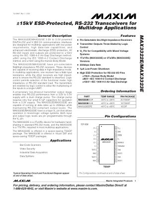 MAX3322E datasheet cover page