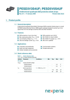 PESD5V0S4UF datasheet cover page