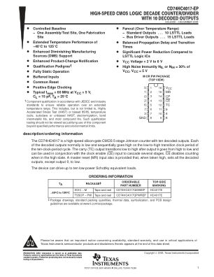 CD74HC4017-EP datasheet cover page