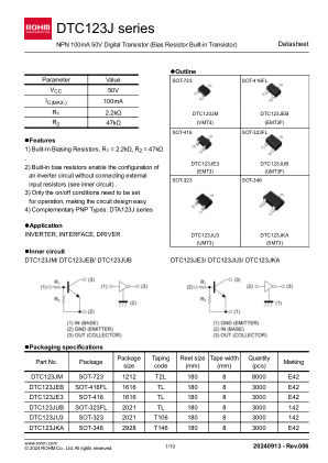 DTC123JE3 数据手册首页