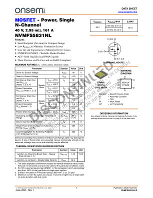 NVMFS5831NL datasheet cover page