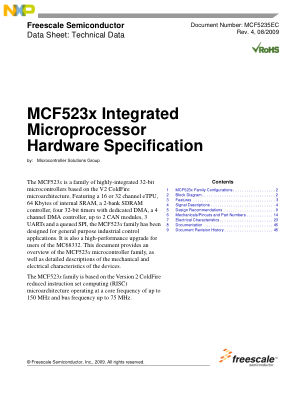 MCF5235EC 数据手册首页