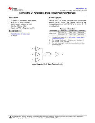 SN74ACT10-Q1 数据手册首页