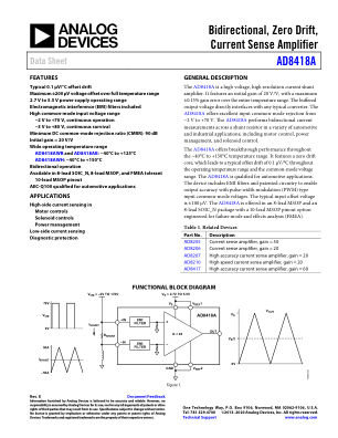 AD8418A datasheet cover page