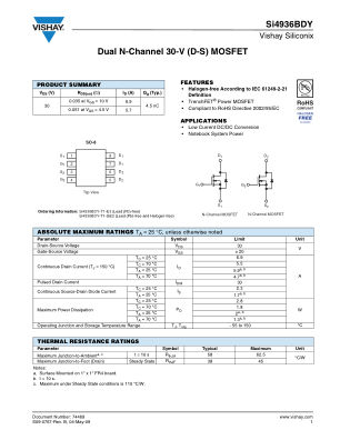 SI4936BDY datasheet cover page