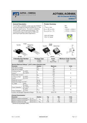 AOT480L datasheet cover page