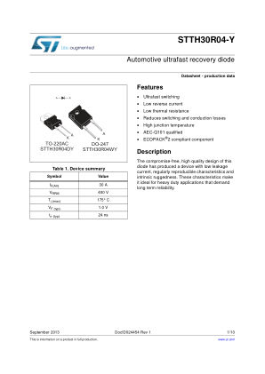STTH30R04-Y datasheet cover page