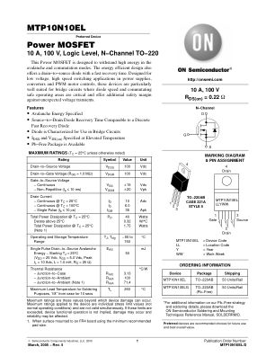MTP10N10EL 数据手册首页