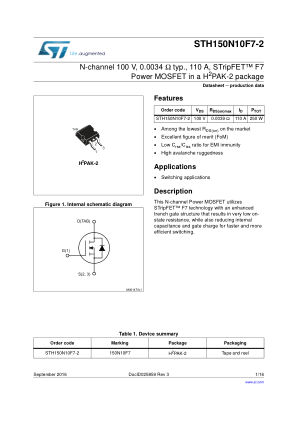STH150N10F7-2 datasheet cover page