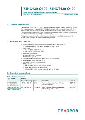 74HC139PW-Q100118 datasheet cover page