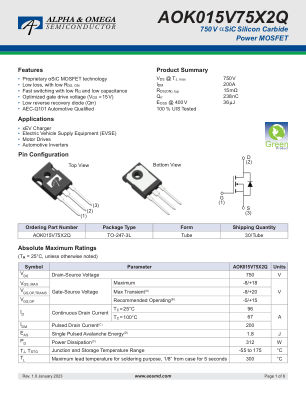 AOK015V75X2Q 数据手册首页