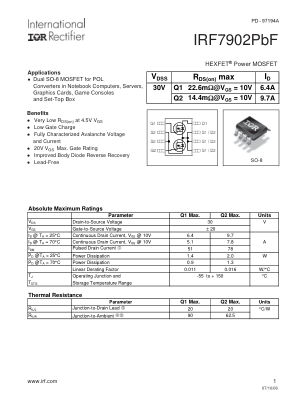 IRF7902 datasheet cover page