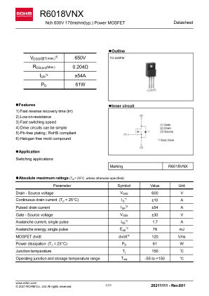 R6018VNX datasheet cover page