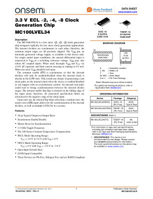 MC100LVEL34 数据手册首页