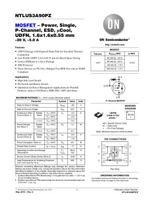 NTLUS3A90PZ 数据手册首页
