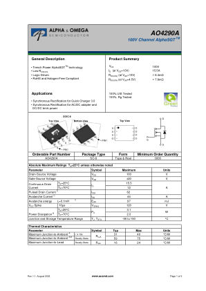 AO4290A datasheet cover page