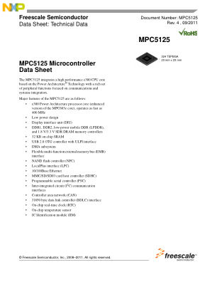 MPC5125 数据手册首页