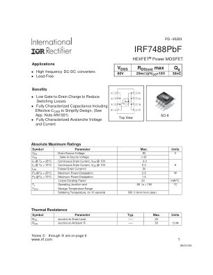 IRF7488 数据手册首页