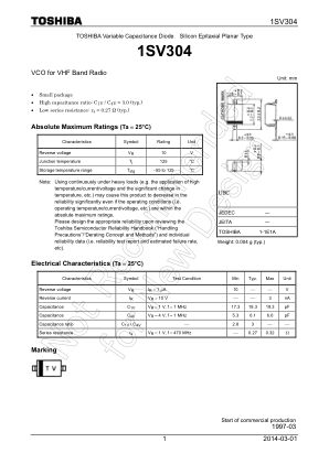 1SV304 datasheet cover page