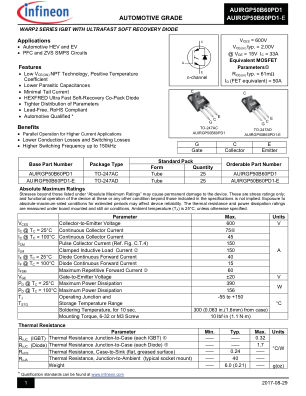 AUIRGP50B60PD1 数据手册首页