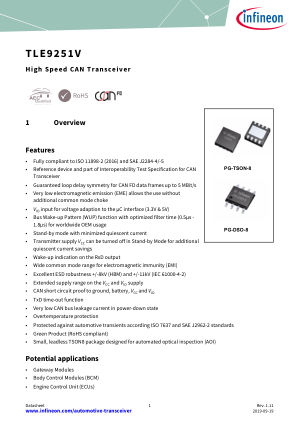 TLE9251V datasheet cover page