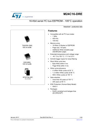 M24C16-DRE datasheet cover page