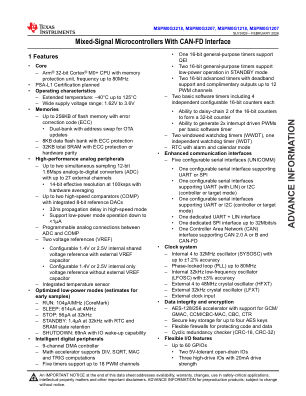 MSPM0G1218 datasheet cover page