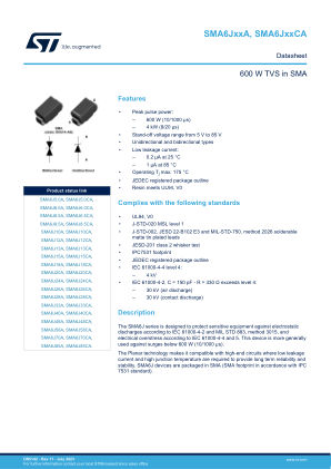 SMA6J10A 数据手册首页