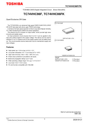 TC74VHC86F datasheet cover page