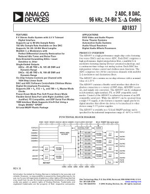 AD1837 datasheet cover page