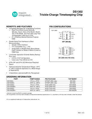 DS1302 datasheet cover page