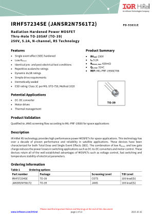 IRHF57234SE datasheet cover page