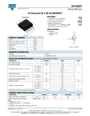 SI4160DY 数据手册首页