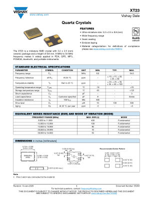 XT23 datasheet cover page