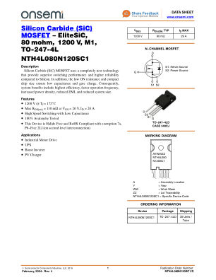 NTH4L080N120SC1 datasheet cover page