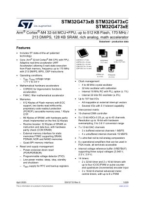 STM32G473CB datasheet cover page